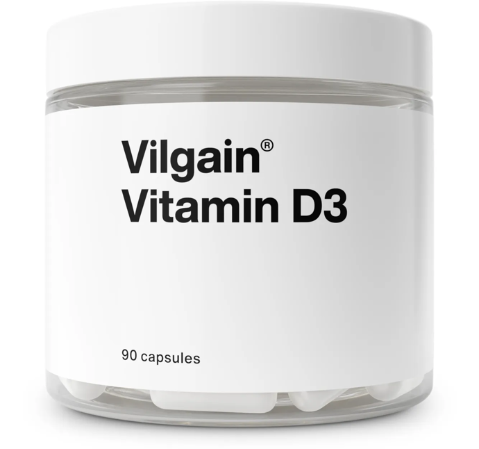 Vilgain Vitamin D3 - vysoce kvalitní forma vitaminu vhodná i pro vegany. Nedostatečný příjem vitaminu D je spojen s řadou onemocnění, jako je cukrovka 2. typu, a s rozvojem onemocnění srdce a cév. Cena: 239 Kč / 90 kapslí.
