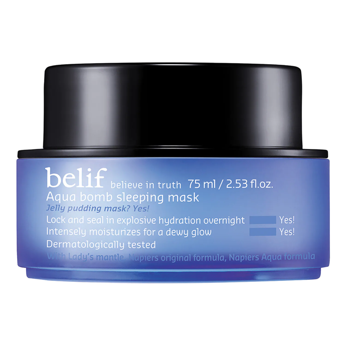 Noční hydratační maska Aqua Bomb, Belif, 890 Kč
Noční hydratační maska Aqua Bomb, Belif, 890 Kč