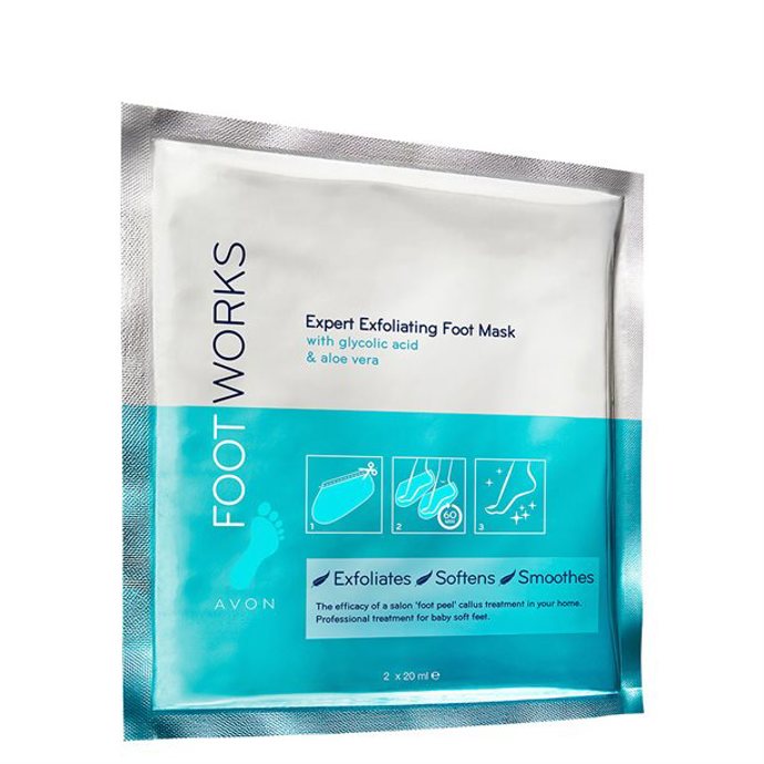 Peelingová maska na nohy s kyselinou glykolovou a aloe vera, Avon, 155 Kč
