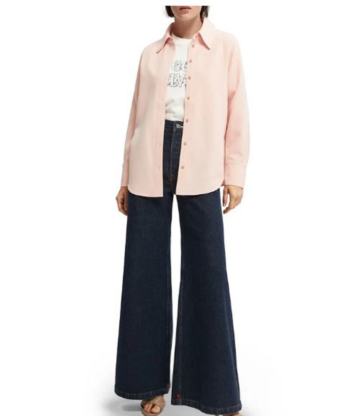 Růžová oversize košile s dlouhým rukávem, Laredoute, 3150 Kč 

