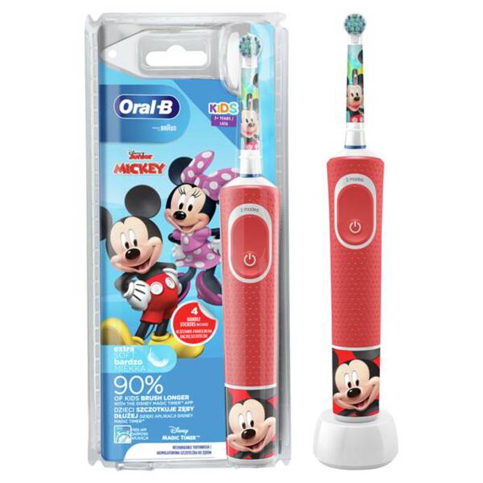 elektrický oscilačně rotační zubní kartáček s myšákem Mickeym, Oral-B, 699 Kč – seženete v DATARTU, kde během Dnů Marianne platí sleva 20 % na vybrané produkty zubní péče Oral-B
