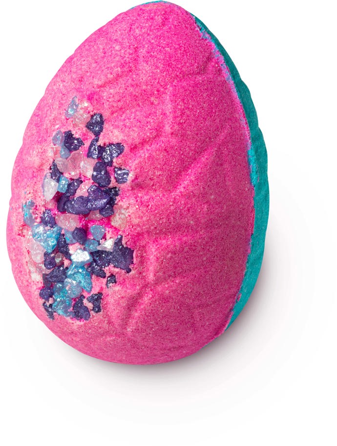 Ponořte tuhle roztomilou koupelovou kraslici do napuštěné vany a užijte si růžovo-modrou vířící show s vůní cukrové vaty. Flamingo Egg, koupelová bomba, 180 Kč / kus
 
