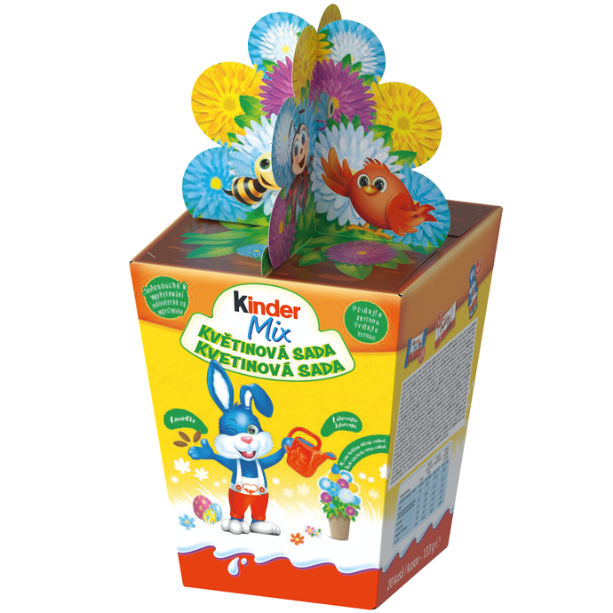 Opravdový dotek jara přináší Kinder Mix a jeho květinová sada. Kromě tří druhů dobrot od Kinder vás potěší i přiložená semínka astry čínské. Ta si můžete jednoduše zasadit do kartonového, biologicky rozložitelného kelímku podle přiloženého návodu, a pak už se jen těšit z růstu své vlastní jarní květinky.

