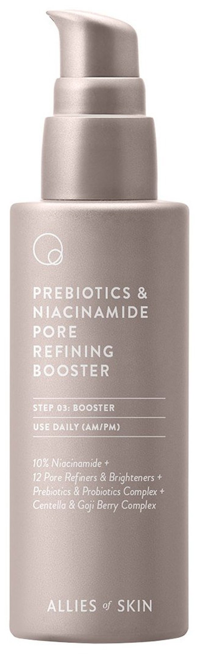 Koncentrovaný booster Prebiotics & Niacinamide Pore Refining Booster, Allies of Skin, 2000 Kč, Ingredients
Koncentrovaný booster Prebiotics & Niacinamide Pore Refining Booster, Allies of Skin, 2000 Kč, Ingredients