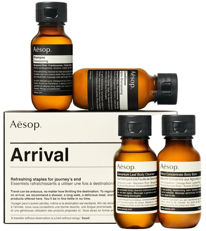 Set s péčí o tělo a vlasy Arrival, Aesop, Ingredients, 880 Kč
