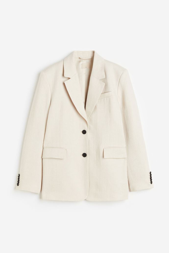 Jednořadové lněné sako, H&M, 4 499 Kč
Jednořadové lněné sako, H&M, 4 499 Kč