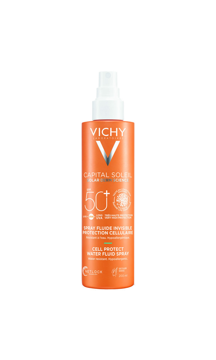 Fluidní sprej na obličej a tělo Capital Soleil Fluid Cell Protect SPF 50+, Vichy, 200 ml, 579 Kč
