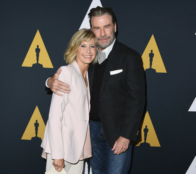 John Travolta a Olivia Newton John v roce 2018 při 40. výročí vydání Pomády
