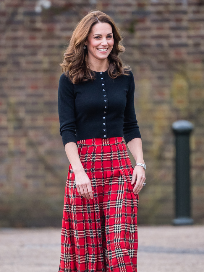 Kate Middleton na vánočním večírku v roce 2018.

