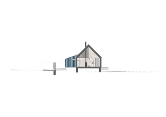 Modrý šindelový obklad a elegantní bílé rámy oken vytvářejí kontrast, který nemůžete přehlédnout. Architektka Markéta Cajthamlová a její tým se postarali o každý detail, ať už jde o interiér plný dřeva nebo promyšlenou dispozici, která nabídne vše, co potřebujete.

