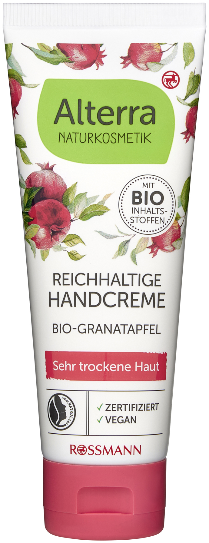 Krém na ruce Granátové jablko & Bambucé máslo Alterra (Rossmann)  

Máte-li suchou a namáhanou pokožku, sáhněte po tomhle krému, který jí dodá potřebnou výživu, ale přitom nezanechává mastný film. Navíc je super, že obsahuje BIO složky, nanejdete v něm barviva, parfémy ani konzervační látky. Sympatický je i fakt, že obal neobsahuje mikroplasty. Můžeme doporučit. 

Cena: 49,90 Kč (75 ml)
