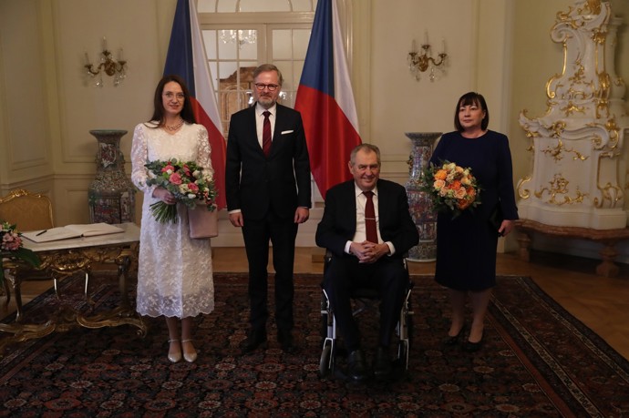 Jana Fialová a Petr Fiala, Miloš Zeman a Ivana Zemanová
