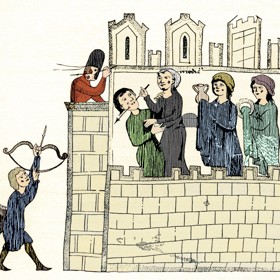 Ilustrace historického výjevu Trota ze Salerna