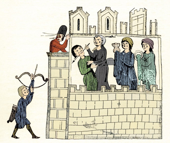 Ilustrace historického výjevu Trota ze Salerna