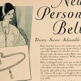 Reklama na pásek na hygienické vložky z roku 1920
