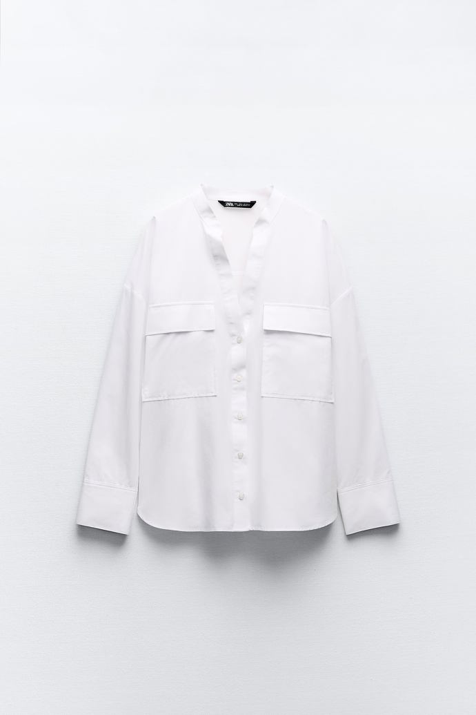 Popelínová košile s korejským límečkem, Zara, 599 Kč
Popelínová košile s korejským límečkem, Zara, 599 Kč