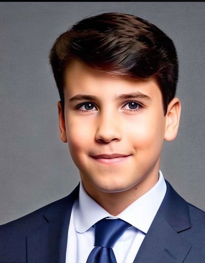 Princ Louis, jak ho vidí AI ve věku dvaceti let, nicméně zde vypadá zhruba na patnáct.
Princ Louis, jak ho vidí AI ve věku dvaceti let, nicméně zde vypadá zhruba na patnáct.