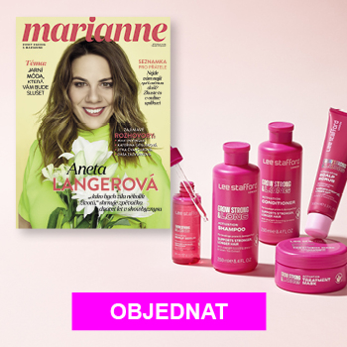ROČNÍ PŘEDLATNÉ + VLASOVÁ PÉČE LEE STAFFORD

Objednejte si roční předplatné Marianne a jako bonus získáte sadu londýnské trendy vlasové péče Lee Stafford pro posílení vlasů a zlepšení jejich růstu. Tyto chytré produkty udržují zdraví vlasu v celé jeho délce a podporují lepší růst, sílu i vzhled vlasů. 

Jen za 899 Kč na burdastore.cz

