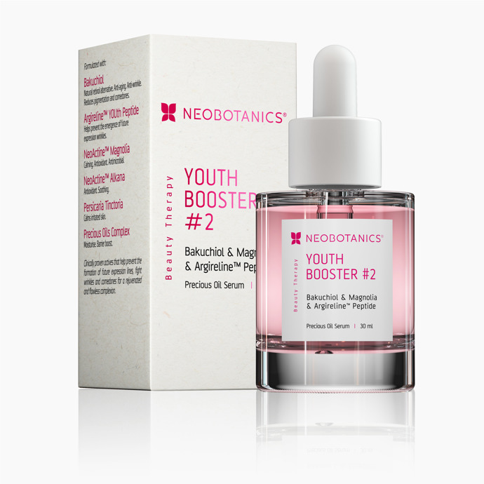 YOUTH BOOSTER #2 je Omlazující zklidňující Anti-Age olejové sérum od značky NEOBOTANICS, přibližná cena 2395 Kč.
YOUTH BOOSTER #2 je Omlazující zklidňující Anti-Age olejové sérum od značky NEOBOTANICS, přibližná cena 2395 Kč.
