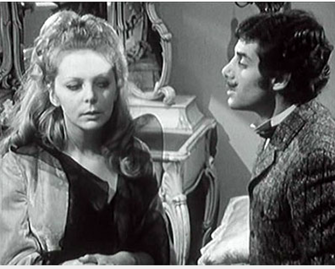 Film Madam a sedm loupežníků, na snímku s Hanou Zagorovou (1969).
Film Madam a sedm loupežníků, na snímku s Hanou Zagorovou (1969).