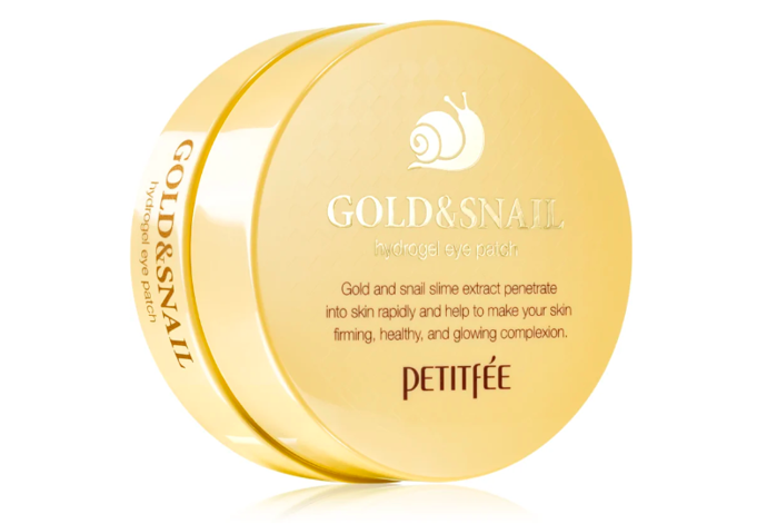 Gold & Snail, hydrogelová maska na oční okolí se šnečím extraktem, Petitfée, přibližná cena 433 Kč 

