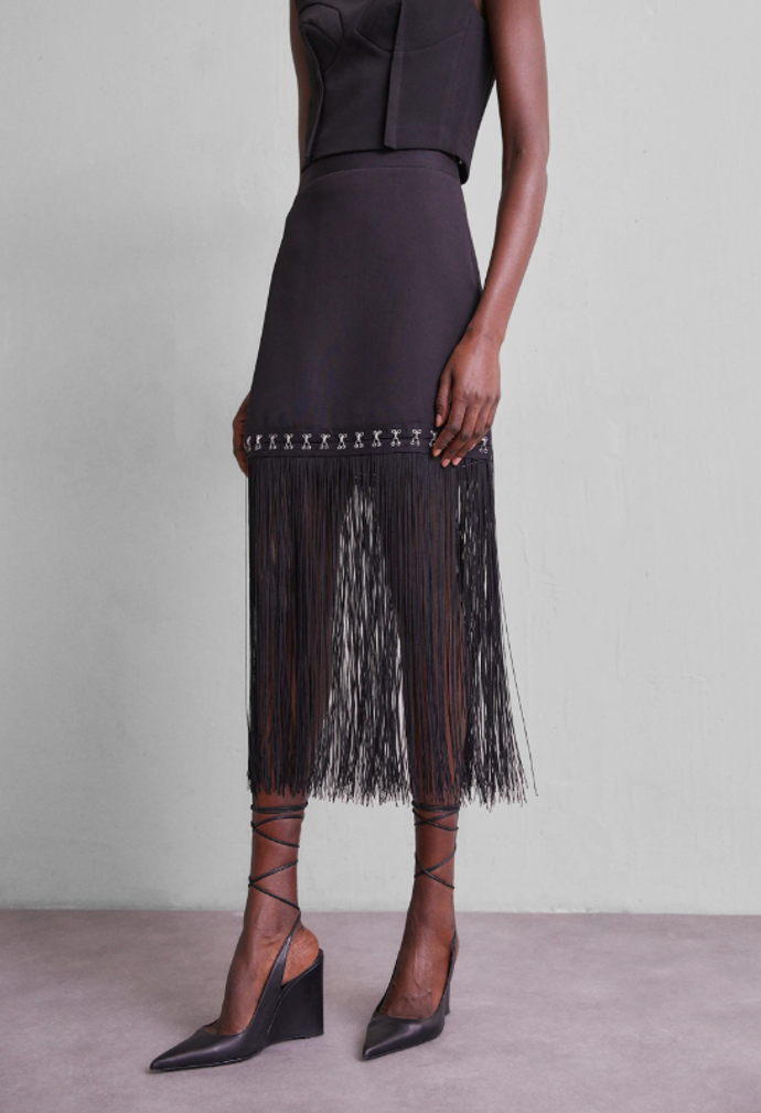 FRINGE DETAILED LONG SKIRT POUZDROVÁ SUKNĚ, značka ROKH, přibližná cena 13440 Kč. 
