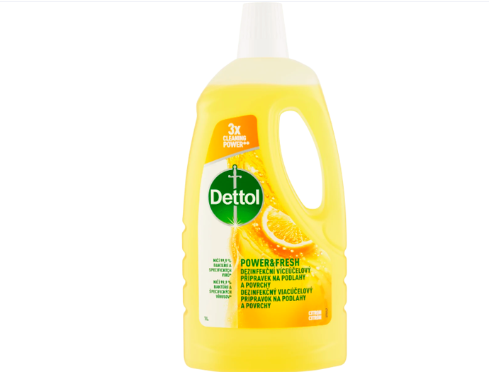 Dezinfekční čistič na podlahy citron, značka Dettol, přibližná cena 79,90 Kč.
Dezinfekční čistič na podlahy citron, značka Dettol, přibližná cena 79,90 Kč.