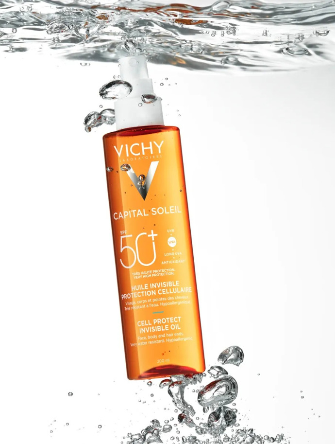 Neviditelný olej Cell Protect SPF 50+ zajišťuje ochranu na úrovni buněk s ultrasenzorickým pocitem oleje suchého na dotek. Je vhodný pro obličej, tělo a konečky vlasů. 529 Kč
