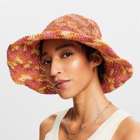 Růžovo-oranžový slaměný klobouček bucket s melírovaným efektem, Esprit, 849 Kč
