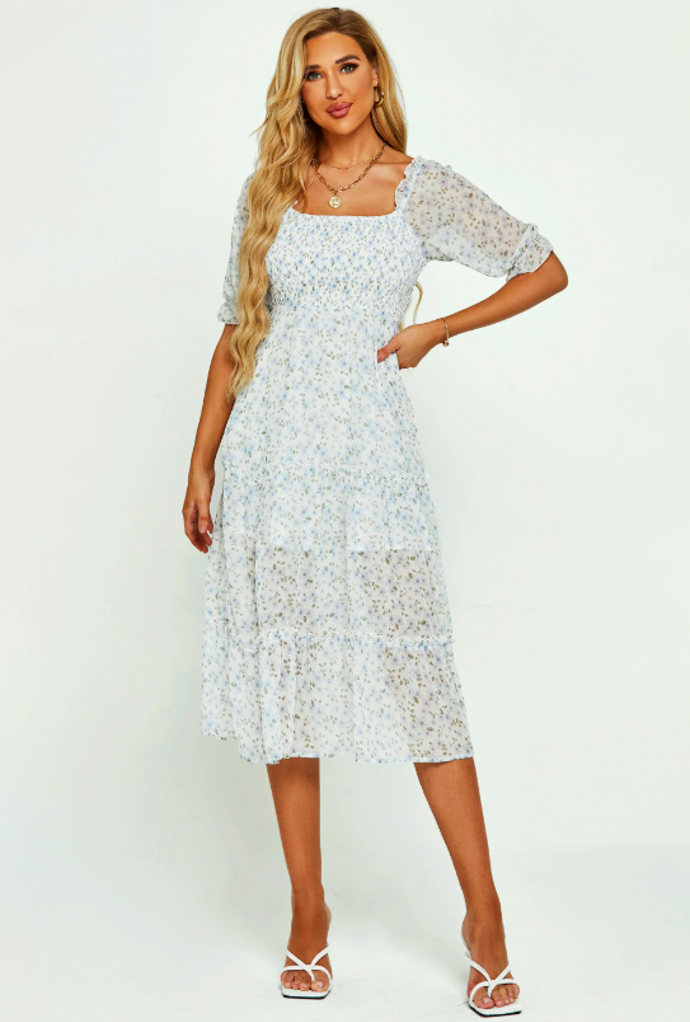FLORAL PRINT BARDOT ELASTICATED - Denní šaty, FS Collection, 1182 Kč. 

