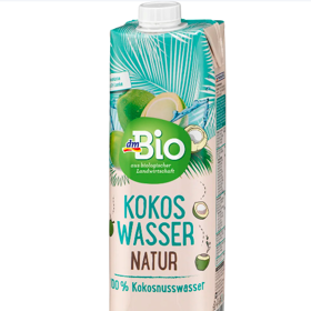 Bio kokosová voda natur, 1 l, dmBio, 84,90 Kč. 
