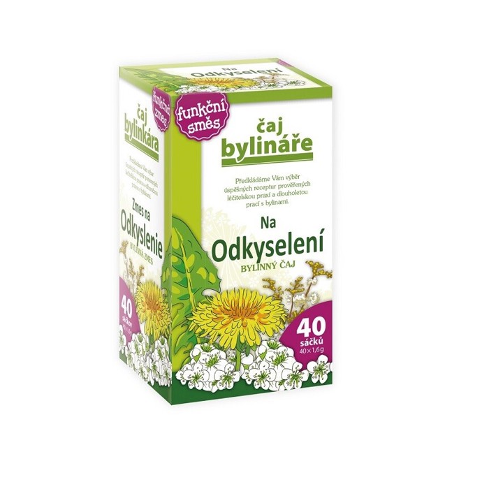 Čaj bylináře Na odkyselení je doplněk stravy, který obsahuje tužebník, jasan, pampelišku a měsíček. 55 Kč
