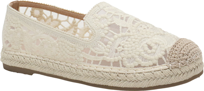 Krémové espadrilky s výšivkou, 649 Kč
