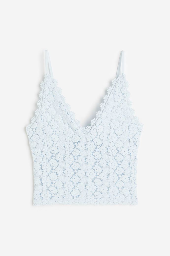 Krajkový crop top, H&M, 399 Kč

