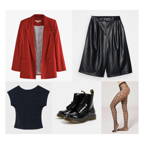 Beran:
Základem outfitu pro Berana je rudé pohodlné sako a trendy koženkové bermudy. Doplňte je basic topem v odhalenými zády a síťovanými punčochami. Klasické černé lesklé Martensky jsou třešničkou na dortu. 

Červené sako, Next, 1675 Kč
PANTALONI - Šortky z koženky, Armani Exchange, 3480 Kč
OPEN-BACK - Triko, Stradiavrius, 359 Kč
Černé dámské kožené kotníkové boty, Dr. Martens, 5189 Kč. 
GEOMETRIC PATTERN - Punčocháče, Calzedonia, 369 Kč
