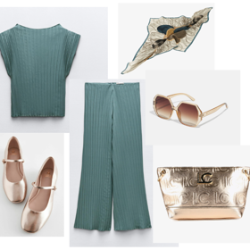 Stylový, elegantní, pohodlný a vzdušný outfit laděný do dvou příjemných odstínů. Krásný komplet dolaďte elegantním šátkem, a zlatými doplňky dodáte outfitu luxus.
Stylový, elegantní, pohodlný a vzdušný outfit laděný do dvou příjemných odstínů. Krásný komplet dolaďte elegantním šátkem, a zlatými doplňky dodáte outfitu luxus.