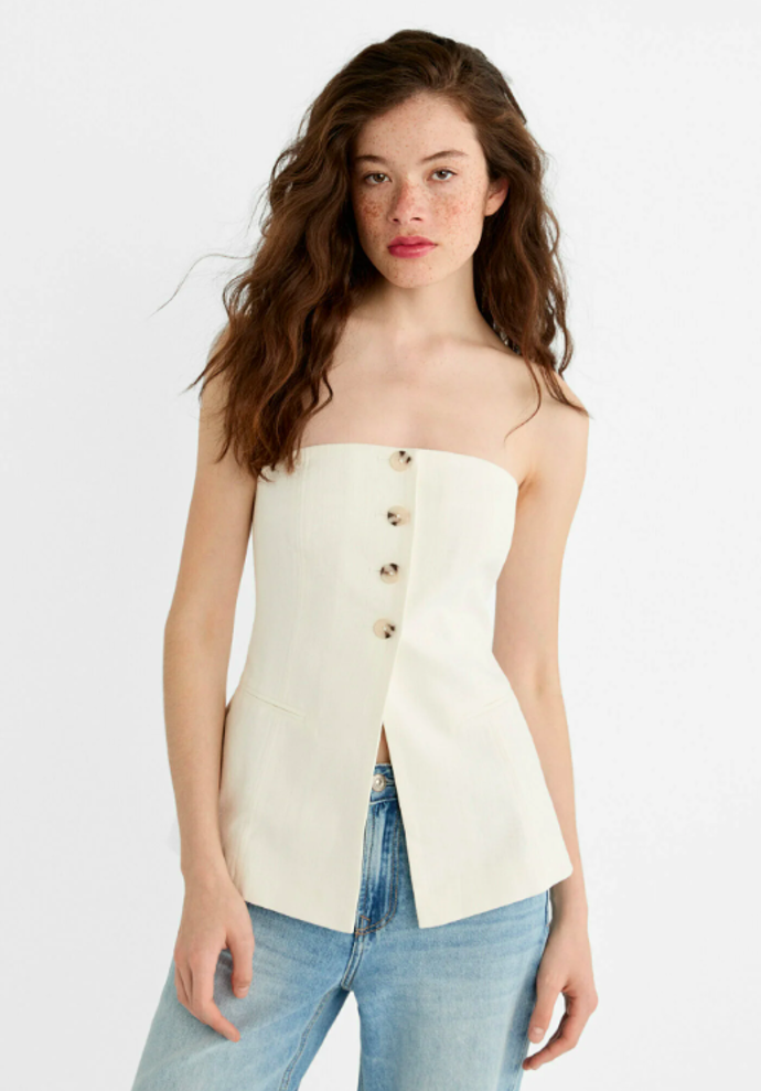 BUTTONED - Top, Stradivarius, 699 Kč. 
