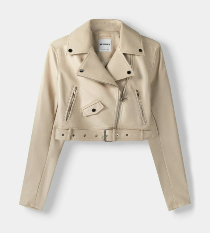 BELTED - BIKER - Bunda z umělé kůže, Bershka, 799 Kč. 
