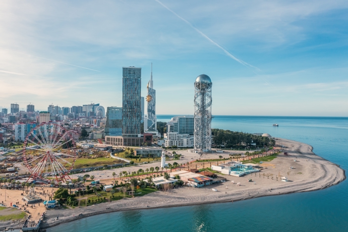 Město Batumi u Černého moře.

