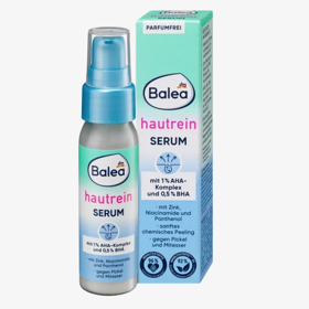 Hautrein pleťové sérum je součástí speciální řady pro problematickou pleť. S kyselinou mléčnou (v komplexu AHA) a kyselinou salicylovou (BHA) působí jako chemický peeling a jemně rozpouští odumřelé kožní buňky. Složení s niacinamidem a zinkem podporuje snížení vlastní produkce kožního mazu a tím pomáhá optimalizovat vzhled poškozené pokožky. Allantoin a bisabolol rozvíjejí svůj uklidňující účinek na podrážděnou pokožku a osvědčená účinná látka panthenol podporuje regenerační proces pokožky. Pro zářivě krásnou pleť! 74,90 Kč
