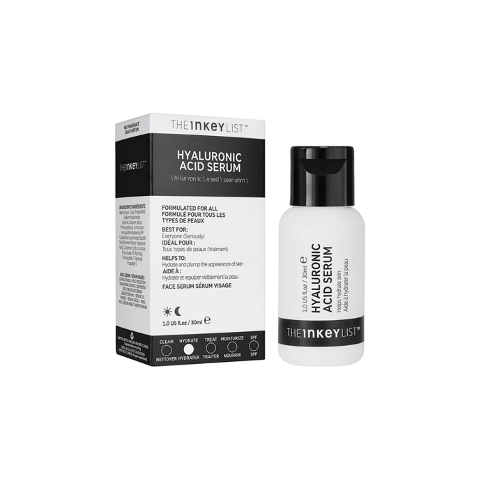 Hyaluronic Acid Serum s kyselinou hyaluronovou je nabitý složkou, která váže vlhkost a dokáže zadržet 1000násobek své hmotnosti v podobě vody. Kyselina hyaluronová se přirozeně nachází v pokožce a pomáhá buňkám uchovávat maximum vlhkosti. 260 Kč
