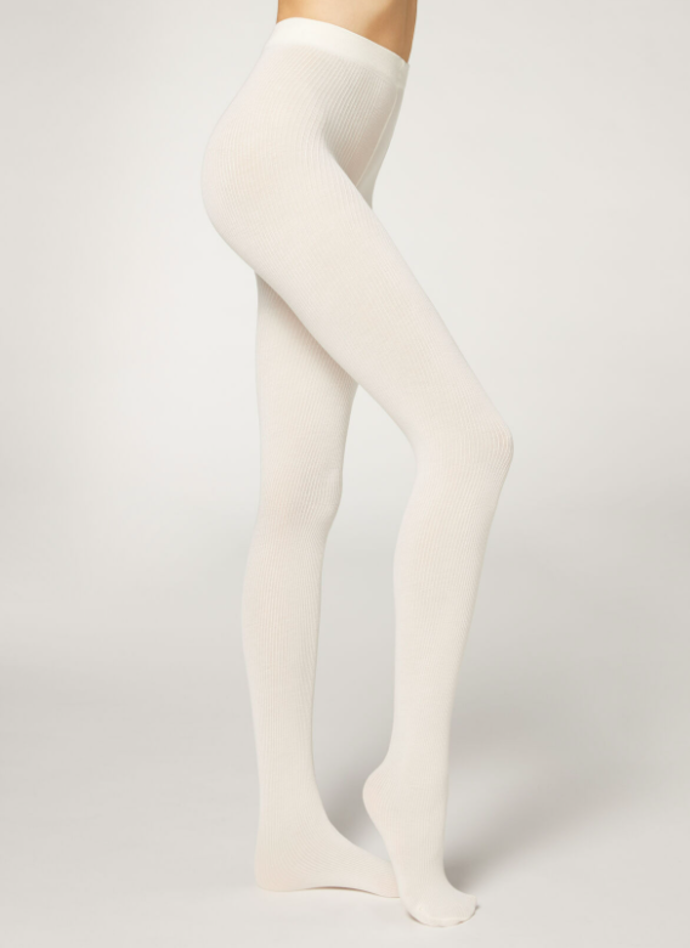 Žebrované bílé punčocháče, Calzedonia, 459 Kč. 
