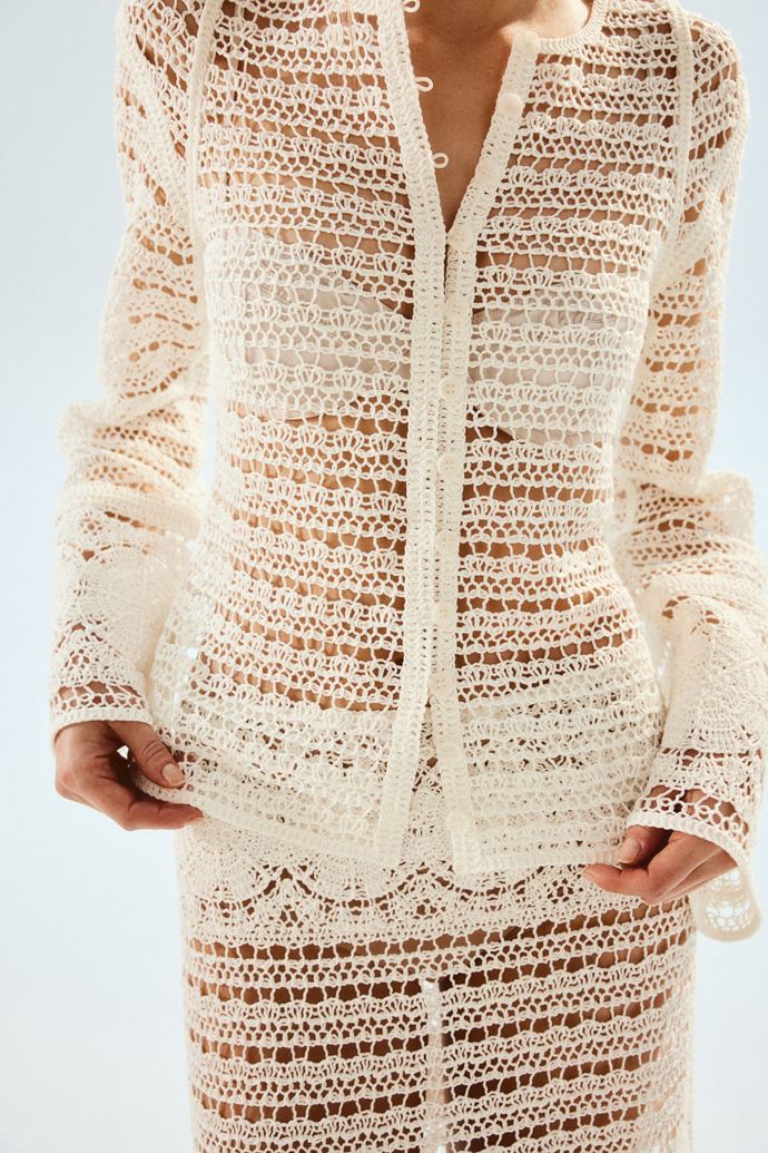 Propínací háčkovaný svetr, H&M, 549 Kč
Propínací háčkovaný svetr, H&M, 549 Kč
