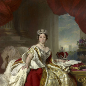 Portrét královny Viktorie. Viktoriánská éra je v dějinách Spojeného království a britského impéria obdobím vlády královny Vikrorie, od 20. června 1837 do její smrti 22. ledna 1901.
