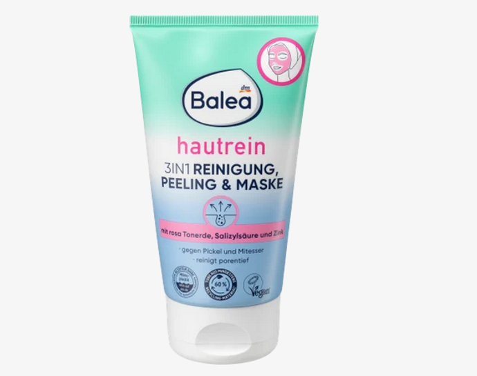 Hautrein pleťový peeling, maska & čištění 3 v 1 poskytuje nejen účinné čištění až do hloubky pleti. Je uzpůsobena speciálně potřebám pleti se sklony k nedokonalostem. Složení s kyselinou salicylovou, růžovým jílem a zinkem působí proti nečistotám a čistí pleť do hloubky. Receptura neobsahuje mikroplasty, ani rozpustné plně syntetické polymery, 60 Kč
