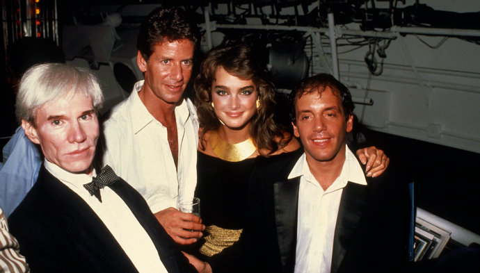 Andy Warhol, Calvin Klein, Brooke Shields and Steve Rubell 
