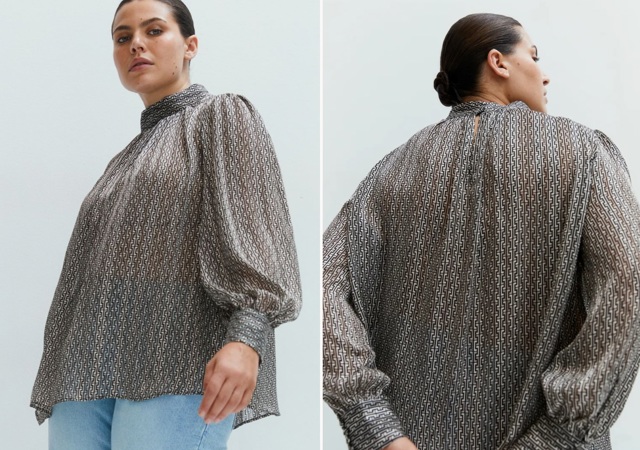 Vzorovaná halenka s límečkem, H&M, 249 Kč
