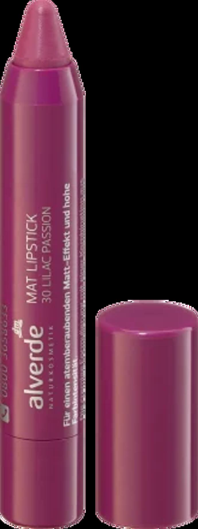 Matná rtěnka Chubby 30 Lilac passion, alverde NATURKOSMETIK, prodává DM, 119 Kč
