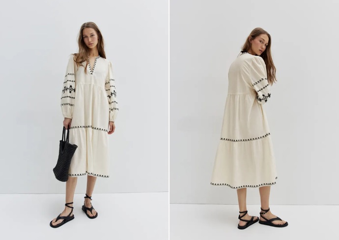 Tunikové šaty s výšivkou, H&M, 1319 Kč
