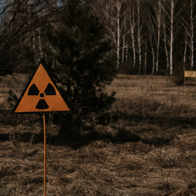 Území kolem jaderné elektrárny Černobyl je stále radioaktivní. 
